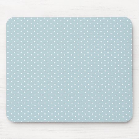 Trendy Cute Girly Blue White Polka Dots Pattern Mouse Pad