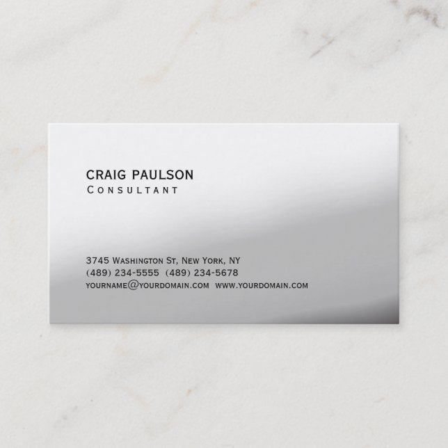 Trendy Cute Gray White Chic Business Card (Front)