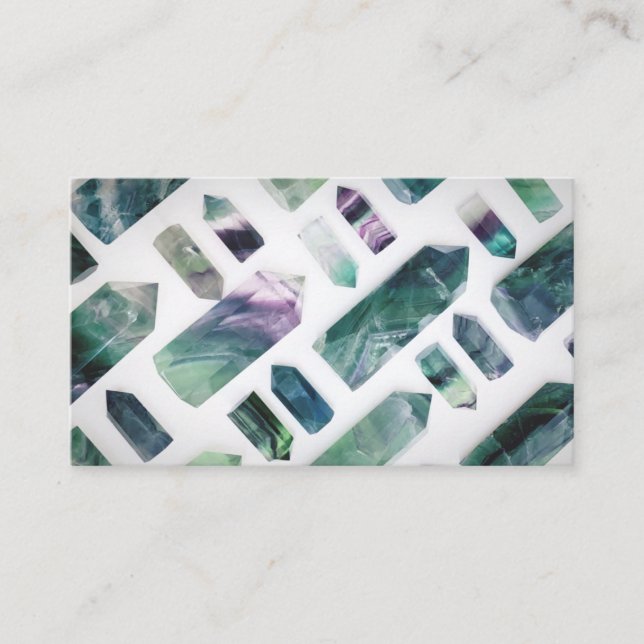 Trendy Cute Green Fluorite Crystal Stone Pattern Business Card (Front)