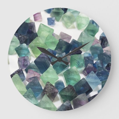 Trendy Cute Green Fluorite Crystal Stone Pattern Large Clock