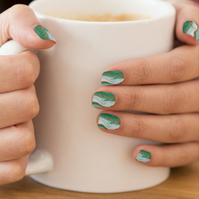 Trendy cute green glitter stylish minx nail art (Insitu - Mug)