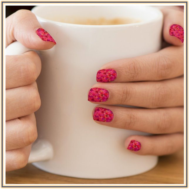 Trendy Cute Hot Pink Retro Pattern  Minx Nail Art (Bookmark my store: https://www.zazzle.com/store/capricepetit?rf=238091145531749709)