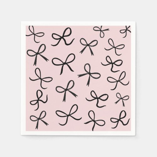 Trendy Cute Little Black Bows White Napkins