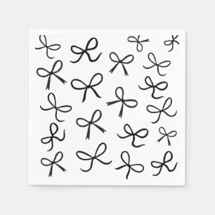 Trendy Cute Little Black Bows White Napkins