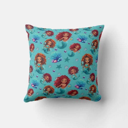 Trendy Cute Mermaid Throw Pillow  