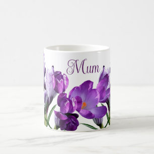 Trendy cute modern boho purple crocus floral Mom  Coffee Mug