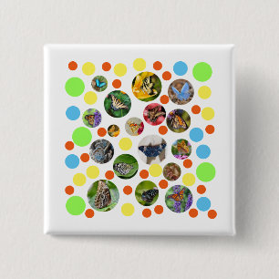 Trendy Cute Modern Butterflies Polka Dots Kids Button