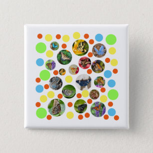 Trendy Cute Modern Butterflies Polka Dots Kids Button