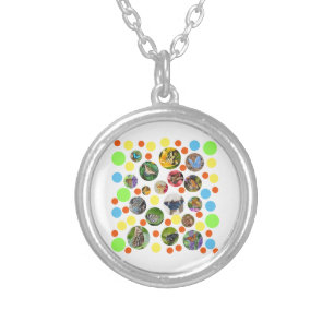 Trendy Cute Modern Butterflies Polka Dots Kids Silver Plated Necklace