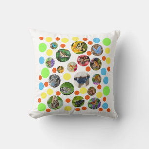 Trendy Cute Modern Butterflies Polka Dots Kids Throw Pillow