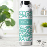 Trendy Cute Name Water Bottle<br><div class="desc">Fun and trendy design with this leopard print or animal print pattern accent. Personalize this water bottle with a name, initial, or even a short saying or inspirational word. Change out the background and font colors and typography to anything you want. You can even change the color of the leopard...</div>