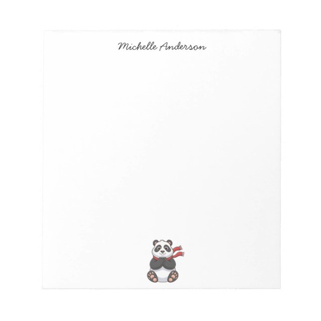Trendy Cute Panda Bear Personalized  Notepad (Front)