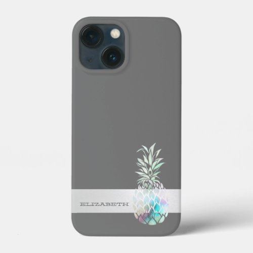 Trendy Cute  PineappleStripe  _Personalized  iPhone 13 Mini Case