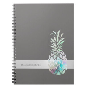Trendy Cute  Pineapple,Stripe  -Personalized  Notebook