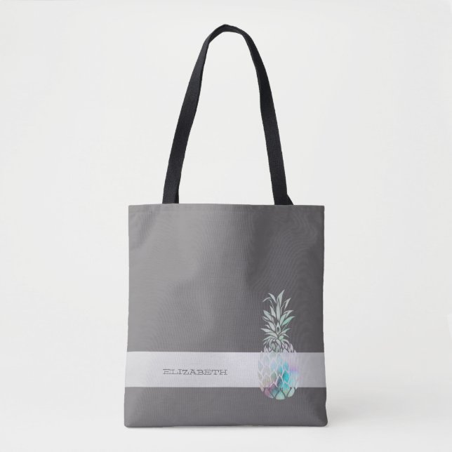 Trendy Cute  Pineapple,Stripe  -Personalized  Tote Bag (Front)