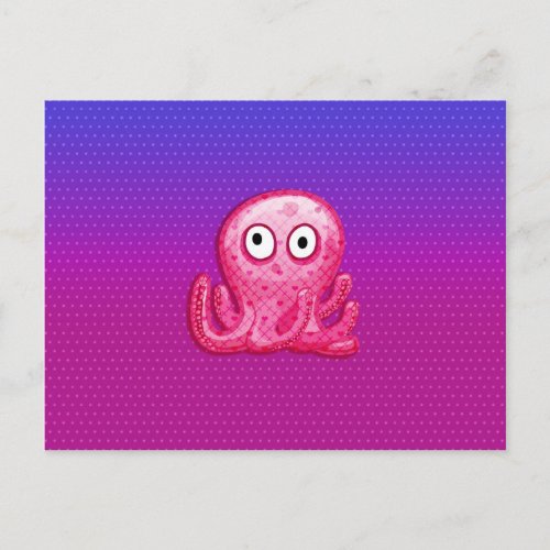 Trendy Cute Pink and Purple Octopus Postcard