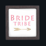 trendy cute pink bride tribe gold arrow design gift box<br><div class="desc">Modern "bride tribe" and faux gold arrow design. You may costumes the product be choosing the background color.</div>