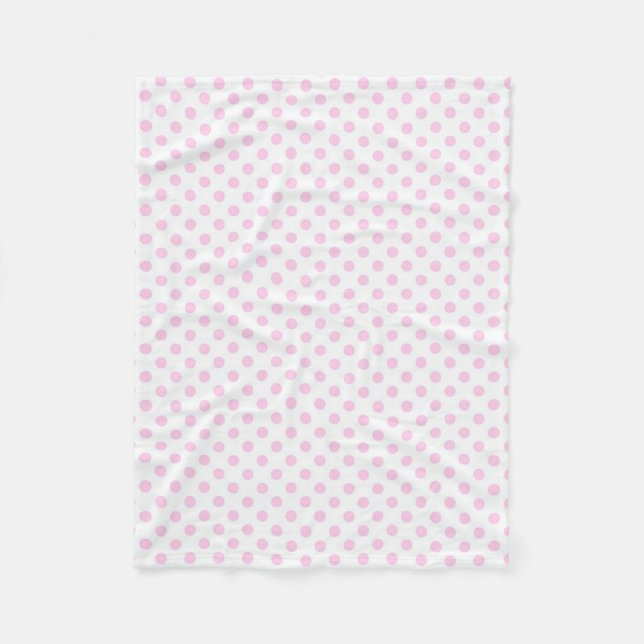 Trendy Cute Pink White Polka Dots Pattern Fleece Blanket (Front)