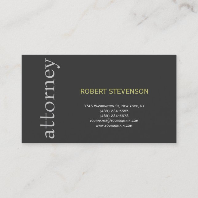 Trendy Cute Plain Attorney at Law Business Card (Front)
