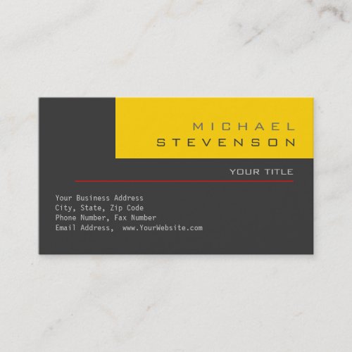 Trendy Cute Plain Grey Yellow Business Card