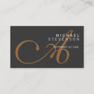Trendy Cute Plain Monogram Attorney Business Card