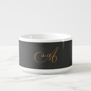 Trendy Cute Plain Monogram Initial Name Bowl