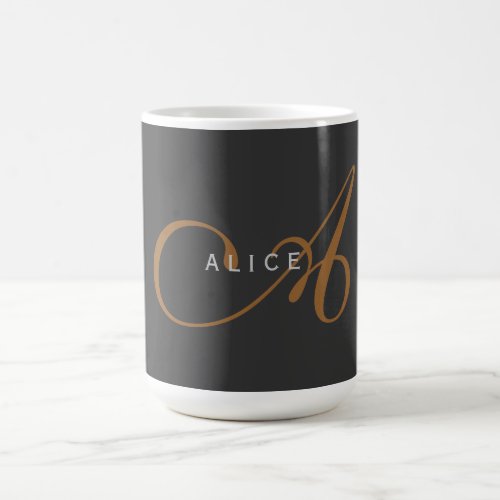 Trendy Cute Plain Monogram Initial Name Coffee Mug