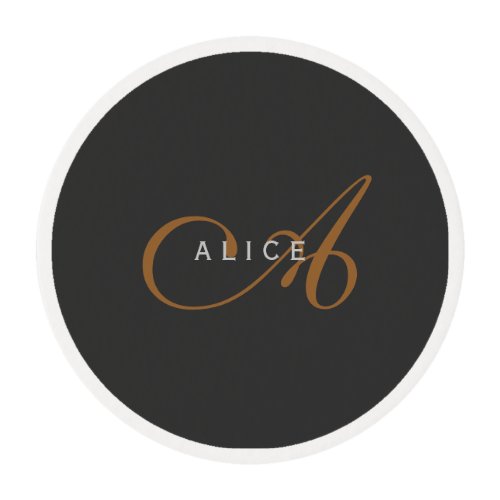 Trendy Cute Plain Monogram Initial Name Edible Frosting Rounds