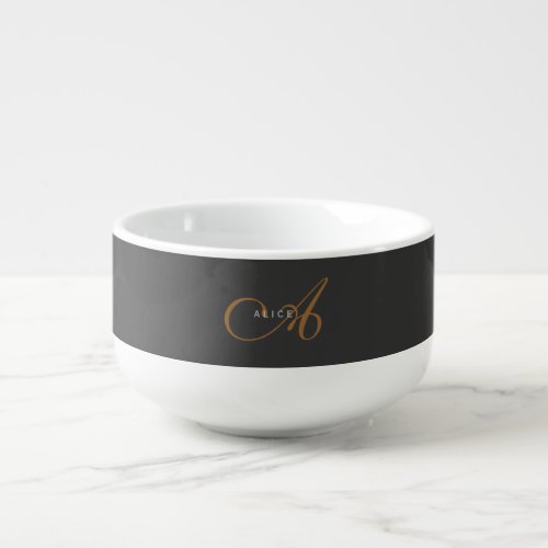 Trendy Cute Plain Monogram Initial Name Soup Mug