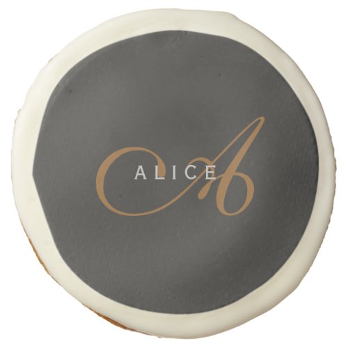 Trendy Cute Plain Monogram Initial Name Sugar Cookie