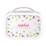 TRENDY cute polka dot confetti pattern pink green Lunch Box
