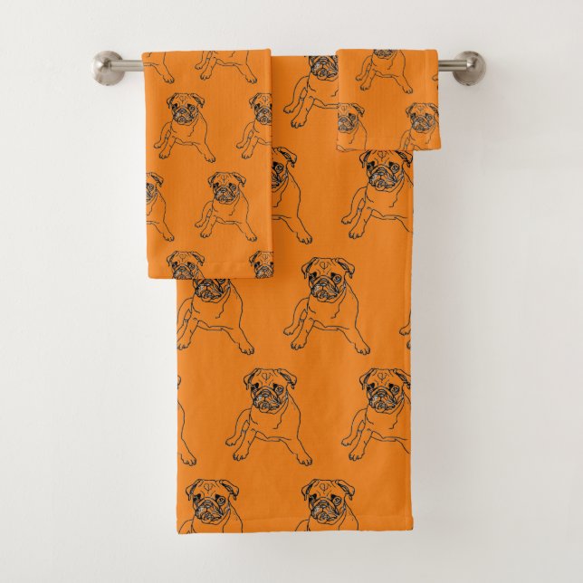 Trendy Cute Pug Dog Towel Set (Insitu)
