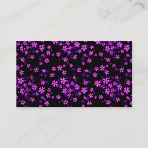 Trendy Cute Purple and Black Floral Print Business Card Templates