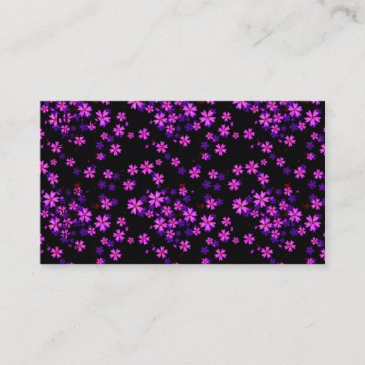 Customizable Trendy Cute Purple and Black Floral Print Business Card Templates
