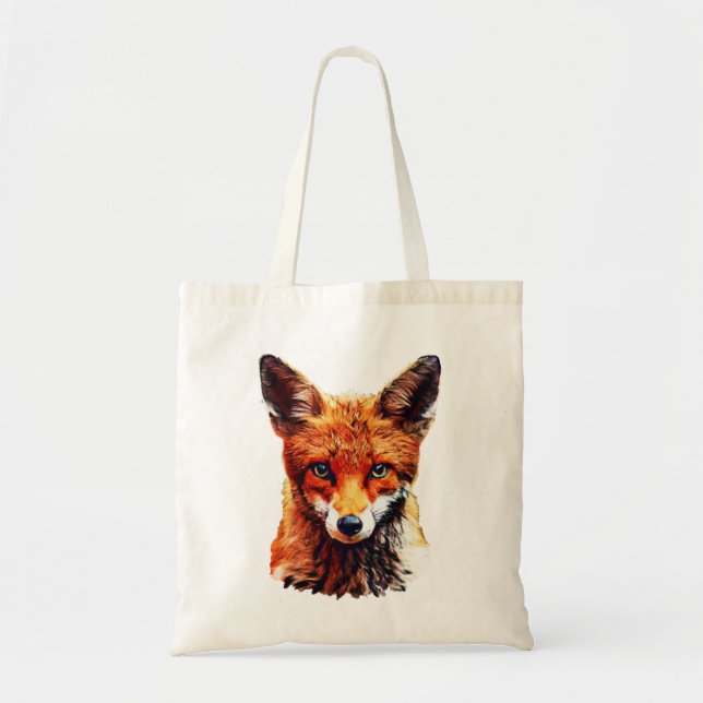 Trendy Cute Red Fox Head Tote Bag (Front)