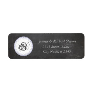 Trendy cute romantic chalkboard wedding monogram label