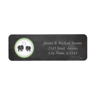Trendy cute romantic elephants in love chalkboard label
