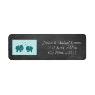 Trendy cute romantic elephants in love chalkboard label
