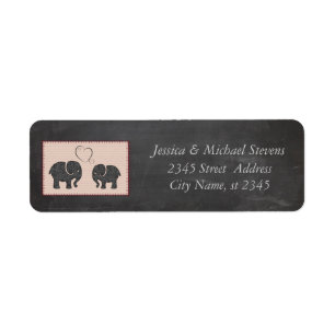 Trendy cute romantic elephants in love chalkboard label