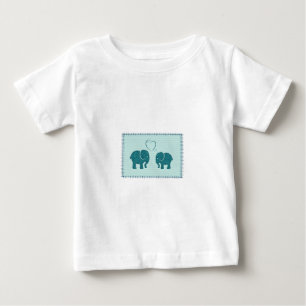Trendy cute romantic elephants in love patchwork baby T-Shirt