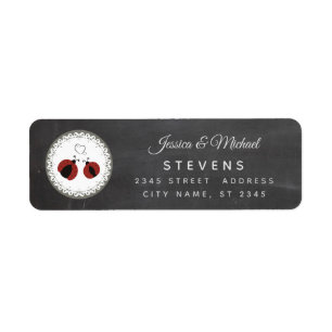 Trendy cute romantic ladybugs couple chalkboard label