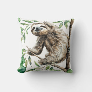 Trendy Cute Sloth In A Tree Throw Pillow