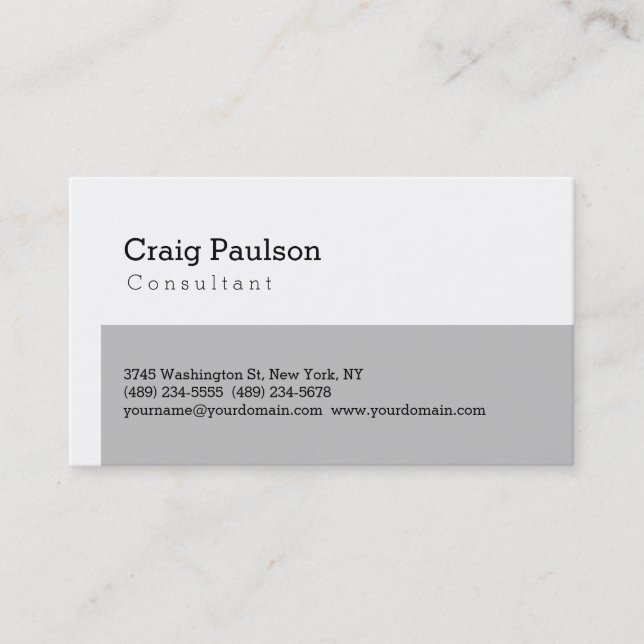 Trendy Cute Standard Gray White Business Card (Front)