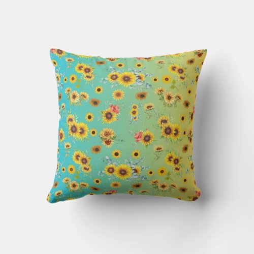 Trendy Cute Sunflower Throw Pillow