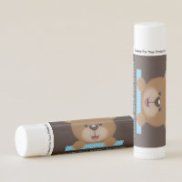 Trendy Cute Teddy Bear Boy Baby Shower Editable Lip Balm