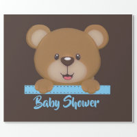 Chalkboard Teddy Bear Boy Baby Shower Wrapping Paper