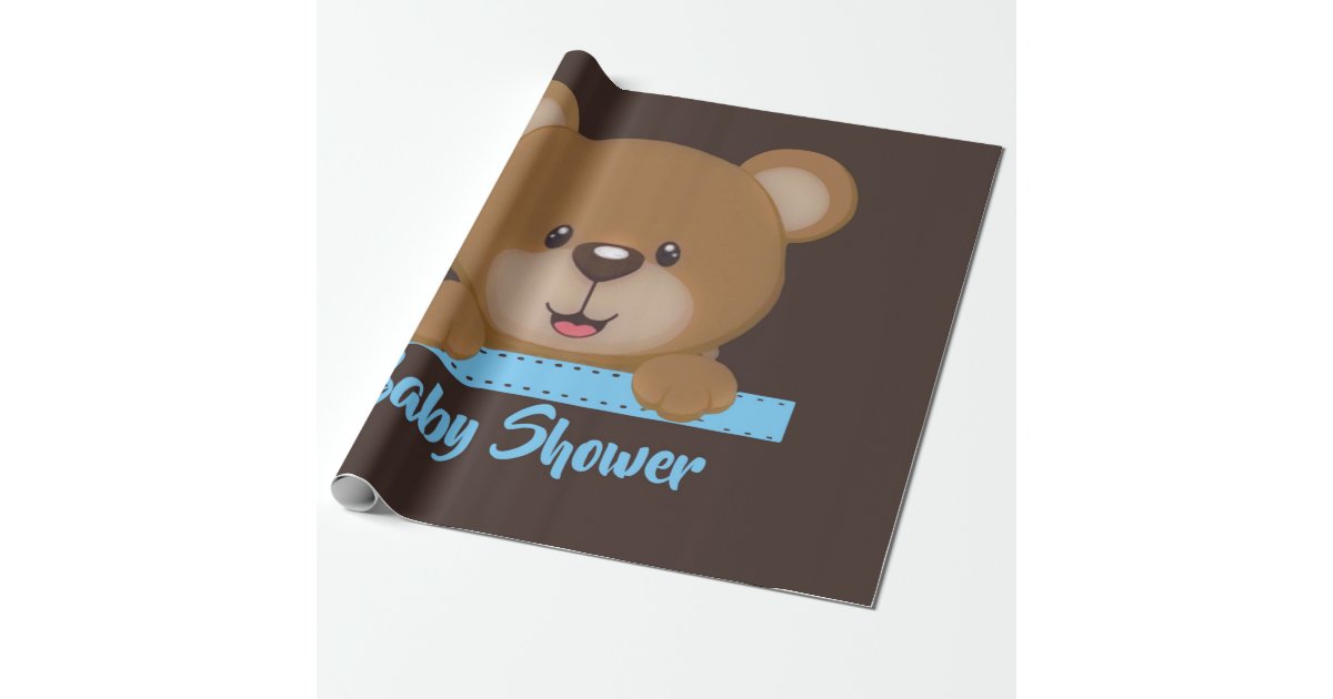 Chalkboard Teddy Bear Boy Baby Shower Wrapping Paper