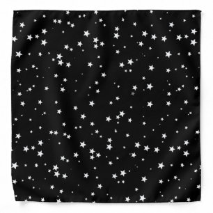 Trendy Cute Tiny White Stars on Black Bandana
