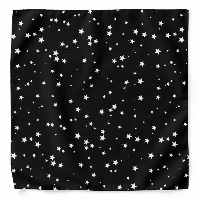 Trendy Cute Tiny White Stars on Black Bandana (Front)