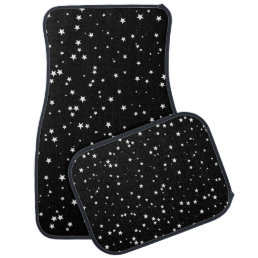 Trendy Cute Tiny White Stars on Black Sky Car Floor Mat